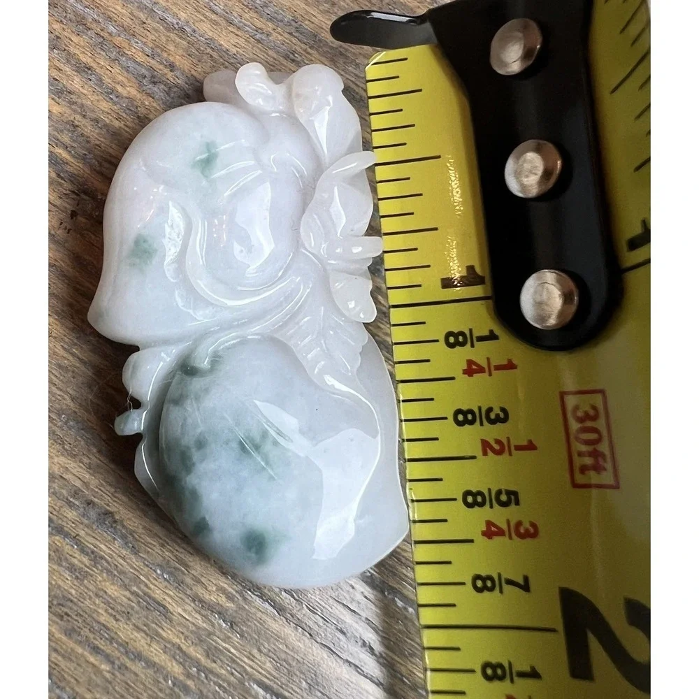 Natural Green Jade Jadeite Pendant Elephant Peach Carved Lucky Prosperity Charm